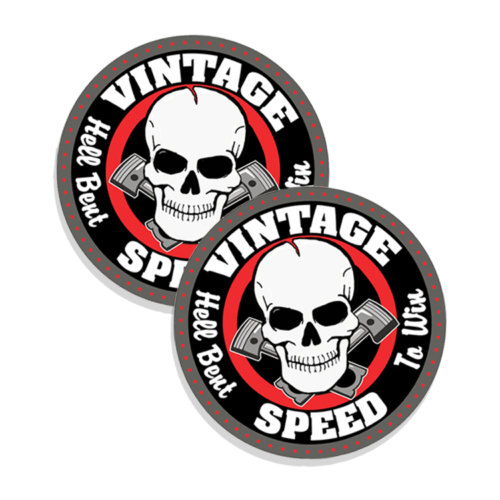 Vintage Speed Hell Bent to Win 2 pack Stickers