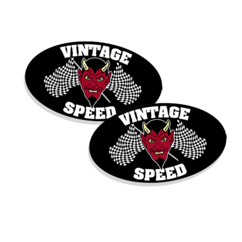 Vintage Speed With Flags Vinyl Sticker