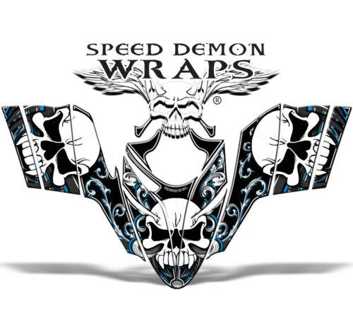 RMK Dragon Snowmobile Sled Graphics Wrap Blue Skullen
